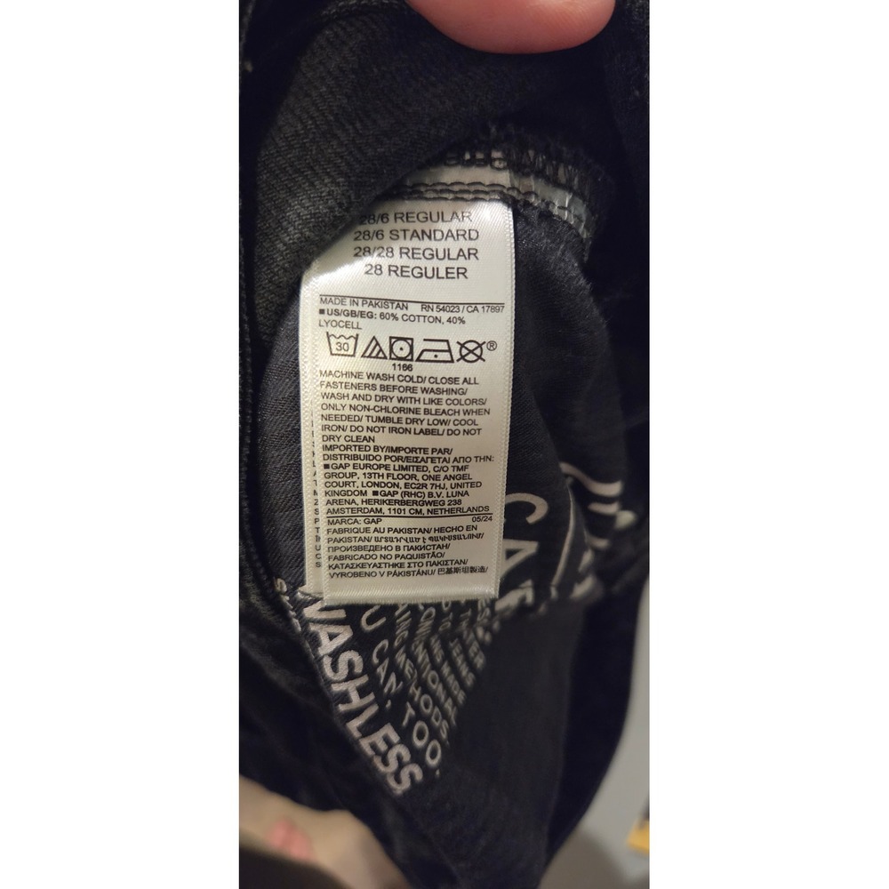 Gap Baggy Mid Rise Wide Leg Jeans Women's 28 6R Black Noir Tencel Lyocell - Picture 6 of 7